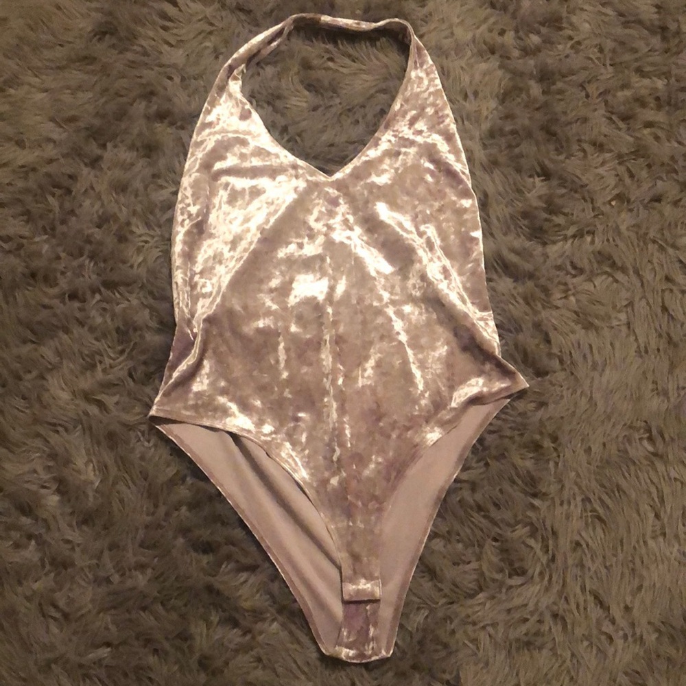Silver velvet bodysuit